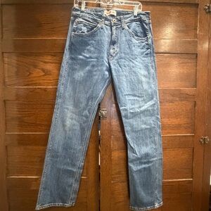 Wrangler 32x32 Men's Denim Straight Leg Jeans vintage style medium blue wash
